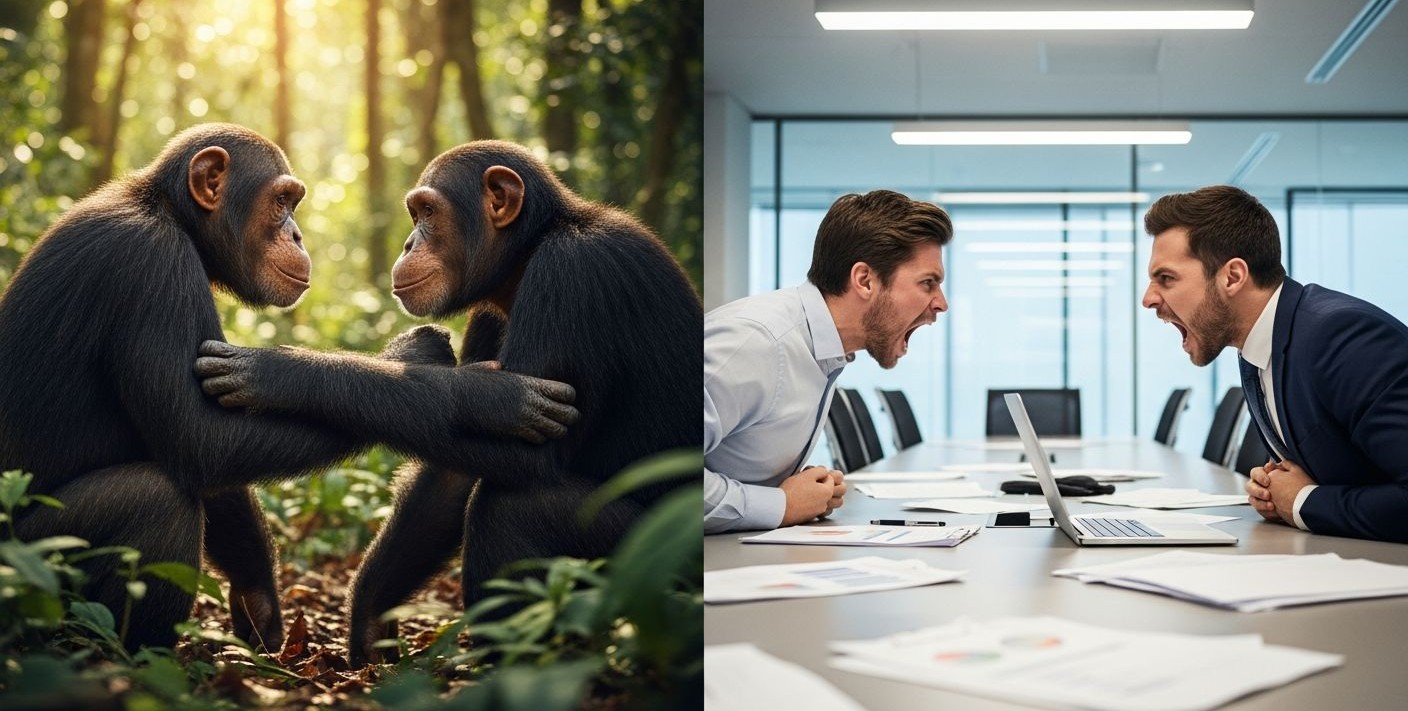 Chimpanzés cooperando